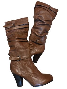 Steve Madden Brown Slouchy Mid-Calf Heeled Boots Size 9
